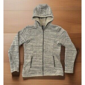 KUHL Womens Full Zip Hoodie Sweater Sz S Heather Grey Knit Polyester Thumbholes